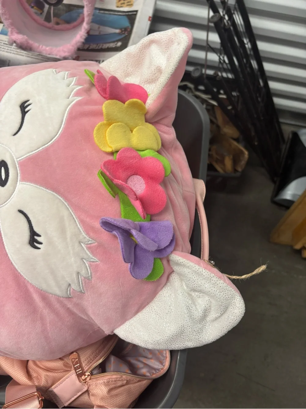 Squishmallows Pink Fox Plush Stuffed Animal w/ Flower Crown, Large Washable